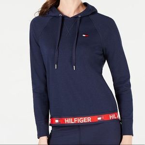 Tommy Hilfiger Sport Logo Trim Hoodie in BLACK